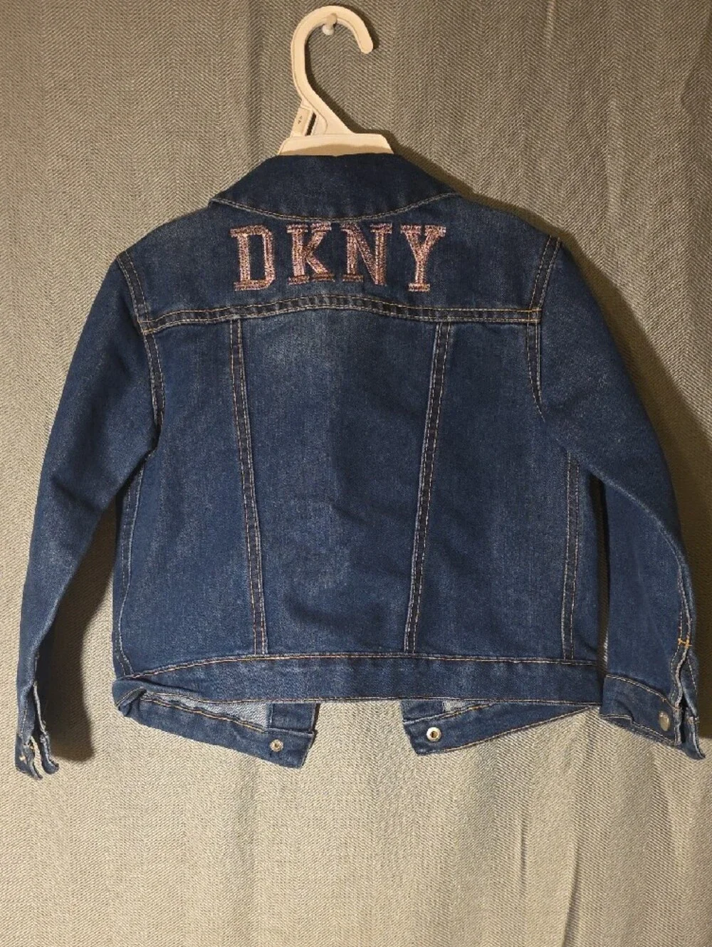 DKNY Girls Dark Blue Denim Jacket with Pink Logo